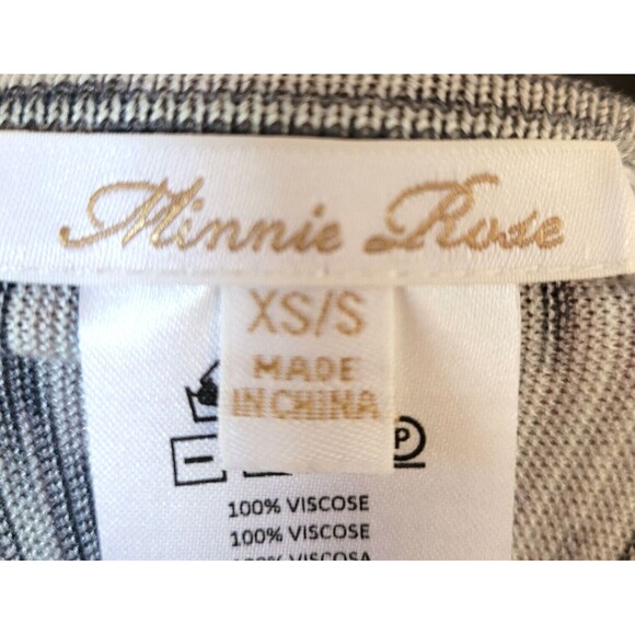 Minnie Rose Sz XS/S Gray Fringe Oversized Scoop Neck Viscose Boho Western Poncho - Picture 6 of 7